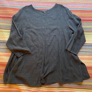 Eileen Fisher black button down tunic, women’s XL